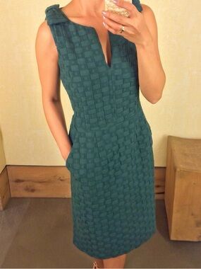 Anthropologie-Tabitha Teal Basketweave Midi Dress